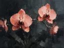 Orchidee van dichtbij in koraal, schilderij van orchidee van dichtbij