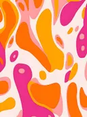 Abstract schilderij met vloeiend patroon in roze en oranje