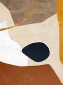 Modern abstract schilderij met organische vormen in aardetinten