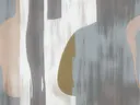Abstract schilderij met organische vazensilhouetten in olijfgroen