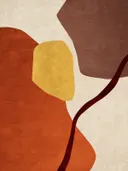 Modern abstract schilderij met organische vlakken in terracotta