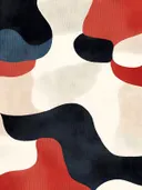 Abstract schilderij met organische vloeivormen in rood en zwart