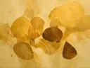 Kwastslag schilderij, organische vorm in Sahara Goud