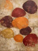 Meswerk schilderij, organische vorm in Oogst Fruit