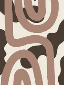Abstract patroon van vloeiende terracotta vormen op een donkere achtergrond.