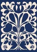 Ornamenteel bloemenpatroon in marineblauw en crème