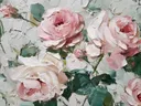 Schilderij van een overvloedig rozenboeket in close-up