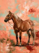 Schilderij: paard half opgelost in koraal