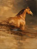 Schilderij: paard uitgeveegd in brons