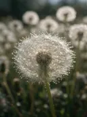 Macrofotografie van dauwdruppels op paardenbloem, glinsterlicht