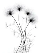 Zwarte silhouetten van paardenbloemen op wit