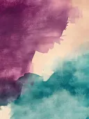 Abstract waterverf schilderij met diagonaal kleurverloop van paars naar turquoise