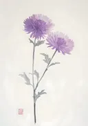 Schilderij van paarse bloemen in oosterse stijl