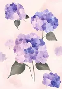 Schilderij van paarse hortensia's