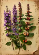 Botanische prent van paarse bloemspikes