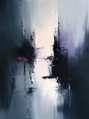 Abstract schilderij in grijs met paarse gloed