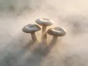 Fotografie van paddenstoel in de ochtendmist
