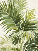 Close-up van een groen palmblad met lichtinval.