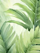 Close-up van een groen palmblad met schaduwwerking.