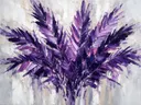 Schilderij van palmboom in groepjes in violet, in vlakke kleurvlakken