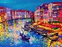 Panoramisch schilderij van een kanaal in Venetië