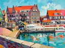 Parijs, gracht Saint-Martin Paris in kleurrijk modern, schilderij van Parijs