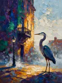 Parijse gevel in warm de ochtendmist tegen een muur in de schaduw, schilderij van parijse gevel