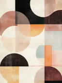 Abstract schilderij met pastel geometrische vormen