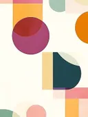 Abstract pastel geometrisch schilderij met vormen