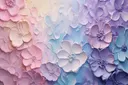 Viooltjes in ombre roze, lila en blauw, geschilderd in reliëf