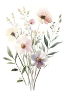 Aquarel van pastel wildbloemen boeket