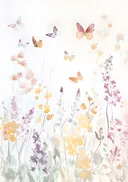 Schilderij van een wildflowerveld met vlinders