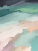 Abstract pastel schilderij in mint en perzik