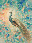 Schilderij: pauw in fel jade
