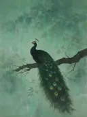 Schilderij van een pauw, oosterse stijl in jade