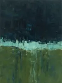 Abstract landschap in paynegrijs en aquamarijn