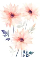 Schilderij van perzikkleurige dahlia's