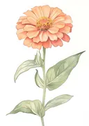 Botanische aquarel van een perzikkleurige bloem