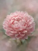 Fotografie van pioenroos in na de regen, blozend roze