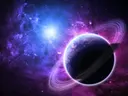Geringde planeet in nevel