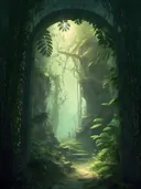Natuurlijke poort in junglelandschap