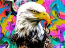 Kleurrijke pop-art adelaar in profiel