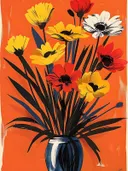 Pop-art bloemen in vaas