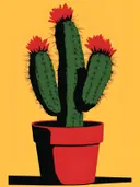 Pop-art schilderij van een cactus in een rode pot