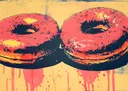 Pop-art illustratie van twee symmetrische roze donuts