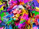 Kleurrijke pop-art leeuw in profiel