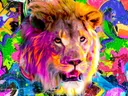 Kleurrijke pop-art leeuwenkop