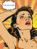 Comic-illustratie van vrouw met tekstballon Oh my god