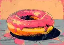 Pop-art illustratie van een roze geglazuurde donut