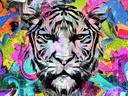 Kleurrijke pop-art tijger